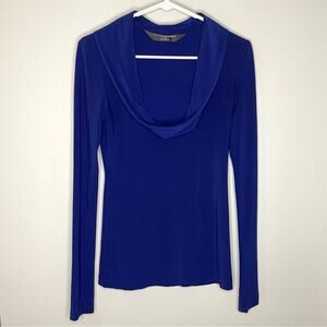 Norma Kamali Royal Blue Soft Draped Cowl Neck Blouse Size S